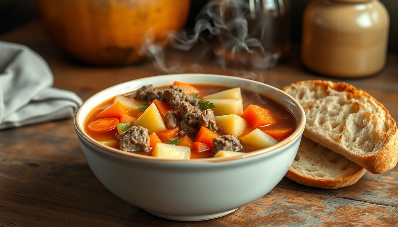 La Soupe de Bœuf aux Légumes Parfaite pour un Repas Réconfortant