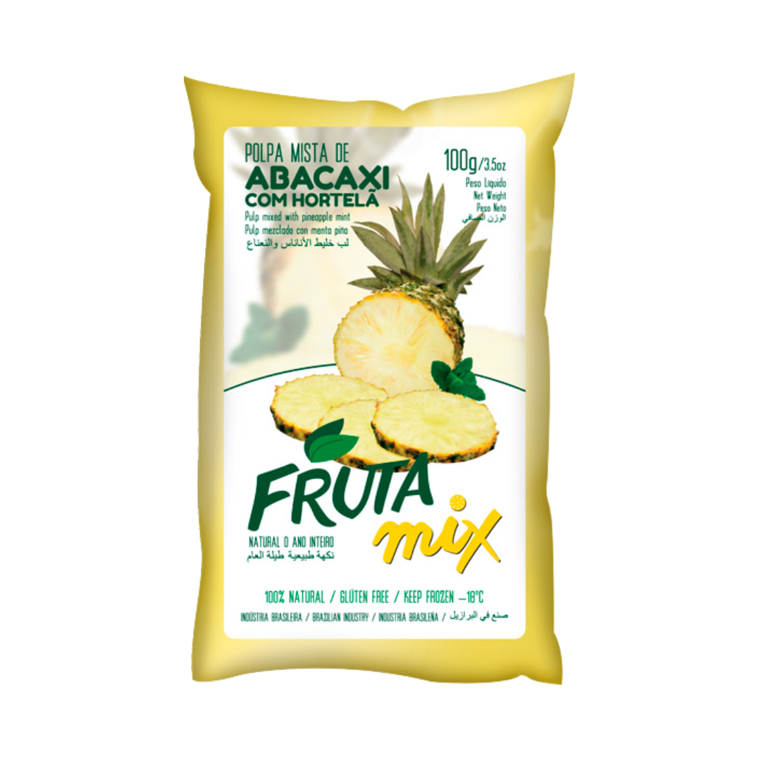 Pulpe d'ananas/ Menthe Congelée (300ml) (Polpa de Abacaxi com Hortelã) FRUTA MIL (Congelado - Frete pago à parte após a conclusão do pedido no site)