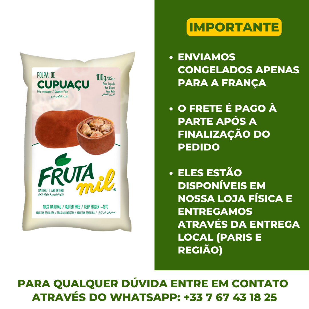 Pulpe de Cupuaçu Congelée (300ml)(Polpa de Cupuaçu) - FRUTA MIL (Congelado - Frete pago à parte após a conclusão do pedido no site)