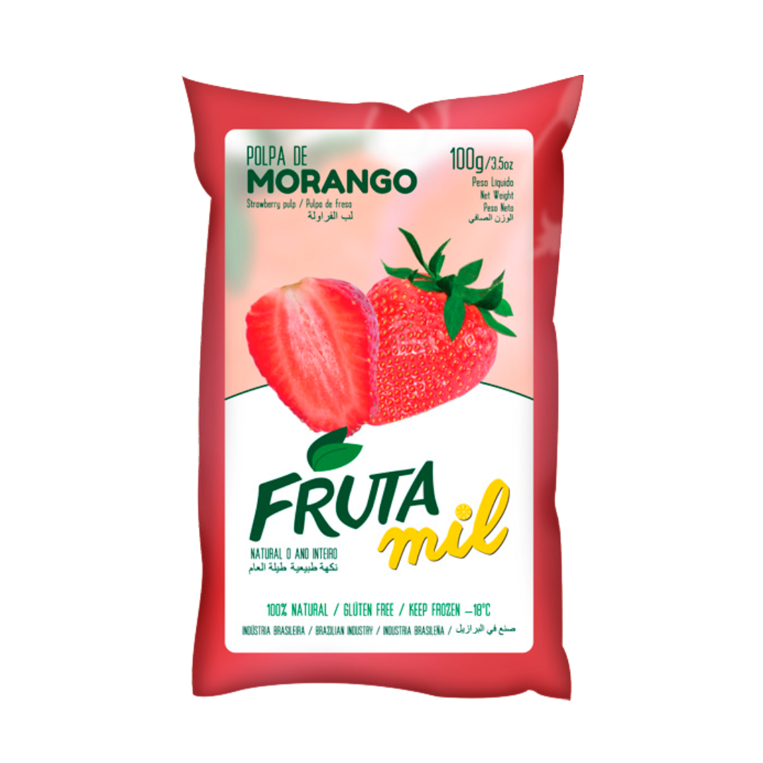 Pulpe de Fraise Congelée (300ml) Polpa de Morango - FRUTA MIL (Congelado - Frete pago à parte após a conclusão do pedido no site)