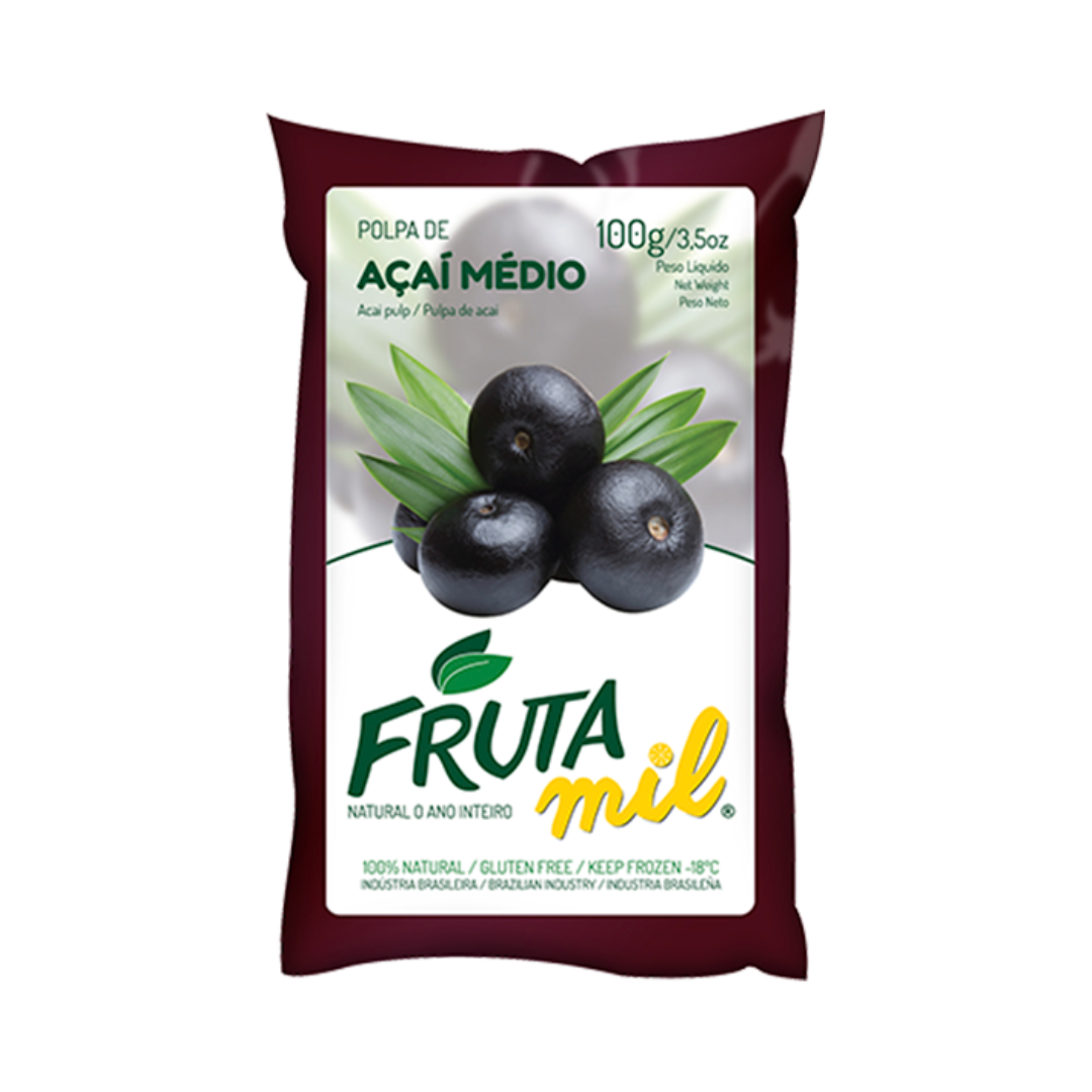 Pulpe d'acai congelée (300ml) Polpa de Açaí  - FRUTA MIL (Congelado - Frete pago à parte após a conclusão do pedido no site)