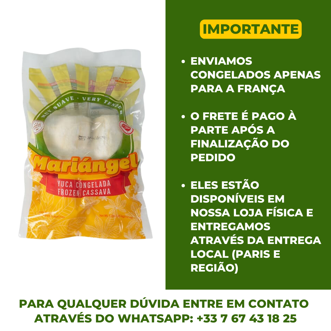 Manioc tranchée Congelé (MARIÁNGEL) Manioc surgelé 1,36KG (Surgelé/Frais - Frais de port payés séparément après avoir finalisé la commande sur le site)