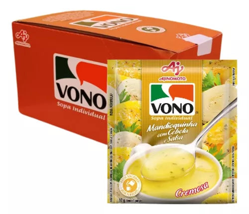 Soupe Crémeuse saveur Manioc avec Oignon et Persil carton 23 unités x 17g (Sopa Cremosa Vono sabor Mandioquinha com Cebola e Salsa caixa com 23 x17g unidades - VONO - 391 g