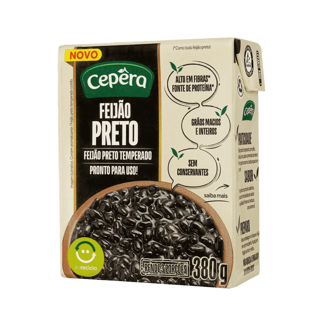 Seasoned Cooked Black Beans - CEPÊRA - 380g