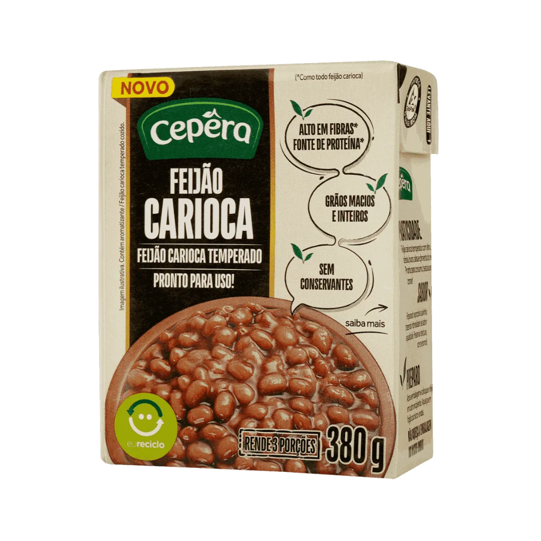 Seasoned Cooked Carioca Beans - CEPÊRA - 380g