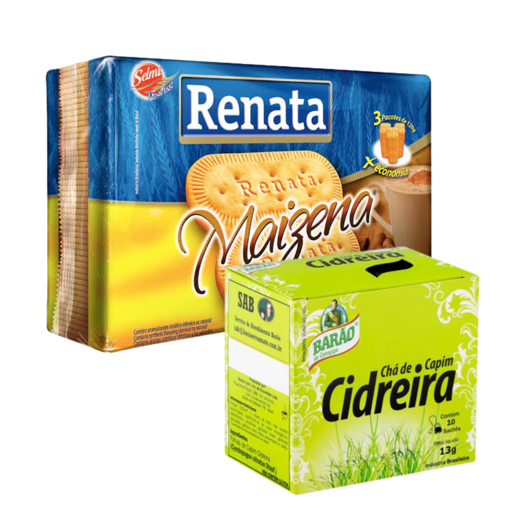 Combinaison Parfaite - Biscuit à la Maïzena - RENATA - 360g + Thé à la Mélisse - BARÃO - 13g - Contient 10 sachets